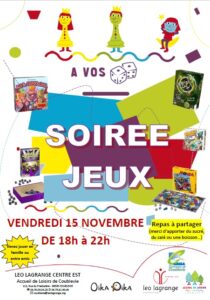 Lire la suite à propos de l’article Soirée jeux du vendredi 15 novembre